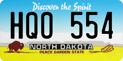ND license plate HQO554