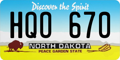 ND license plate HQO670