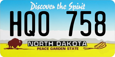 ND license plate HQO758