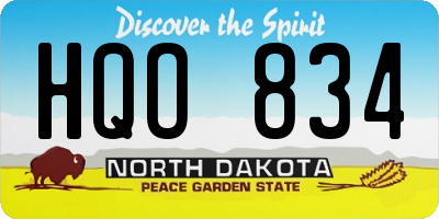 ND license plate HQO834