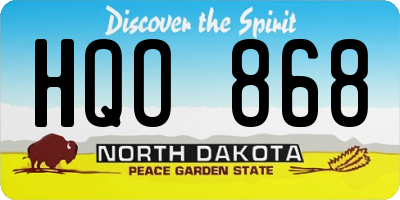 ND license plate HQO868
