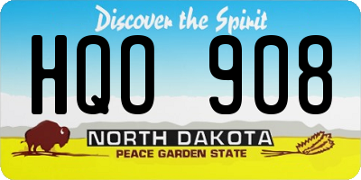 ND license plate HQO908