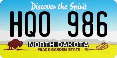 ND license plate HQO986