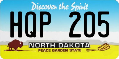 ND license plate HQP205