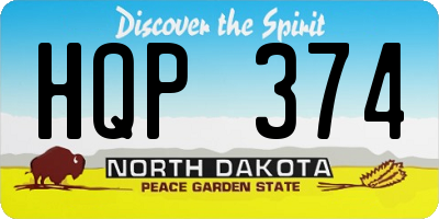 ND license plate HQP374