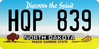 ND license plate HQP839