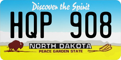 ND license plate HQP908