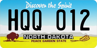ND license plate HQQ012