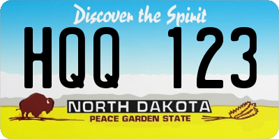 ND license plate HQQ123