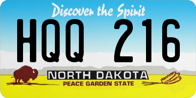 ND license plate HQQ216