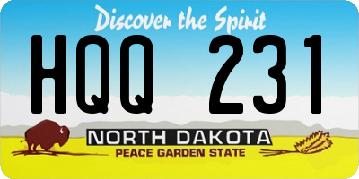 ND license plate HQQ231