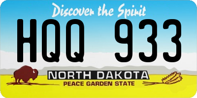 ND license plate HQQ933