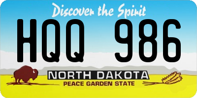 ND license plate HQQ986