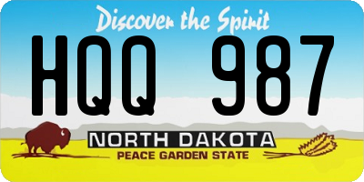 ND license plate HQQ987