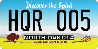 ND license plate HQR005