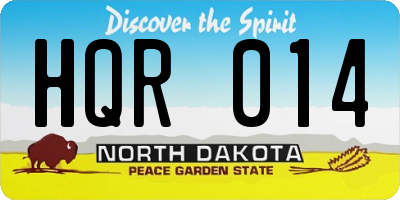 ND license plate HQR014