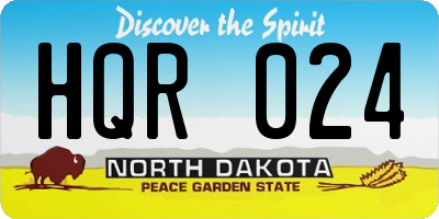 ND license plate HQR024