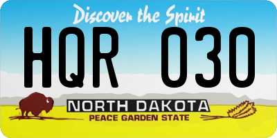 ND license plate HQR030