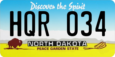 ND license plate HQR034