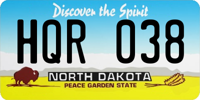 ND license plate HQR038