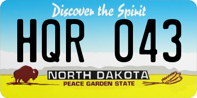 ND license plate HQR043