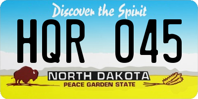 ND license plate HQR045