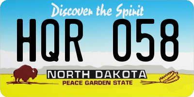 ND license plate HQR058