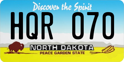 ND license plate HQR070