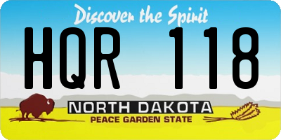 ND license plate HQR118