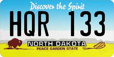 ND license plate HQR133