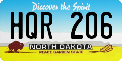 ND license plate HQR206