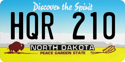 ND license plate HQR210
