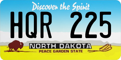ND license plate HQR225