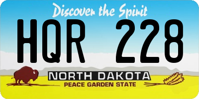 ND license plate HQR228