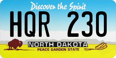 ND license plate HQR230