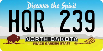 ND license plate HQR239