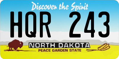 ND license plate HQR243