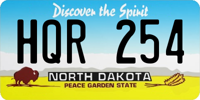 ND license plate HQR254