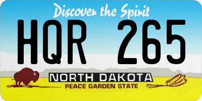 ND license plate HQR265