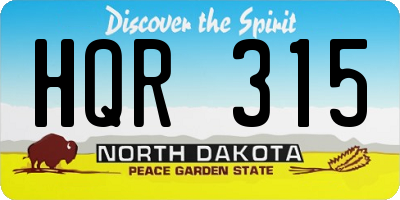 ND license plate HQR315