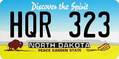 ND license plate HQR323