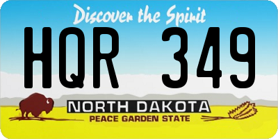 ND license plate HQR349