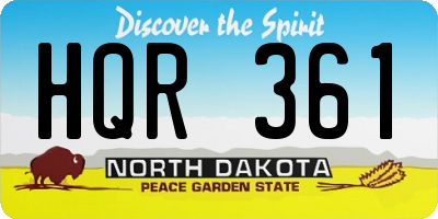 ND license plate HQR361