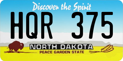 ND license plate HQR375