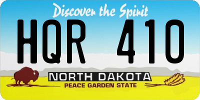 ND license plate HQR410