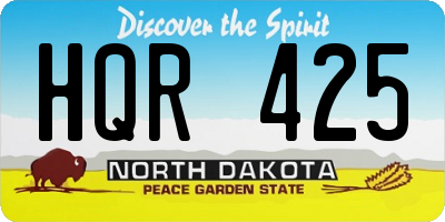 ND license plate HQR425