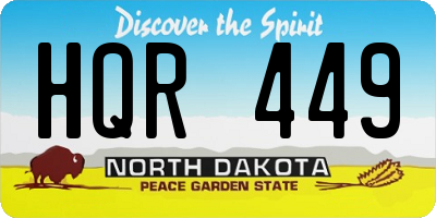ND license plate HQR449