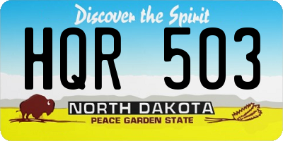 ND license plate HQR503