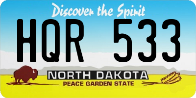 ND license plate HQR533