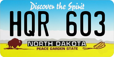 ND license plate HQR603